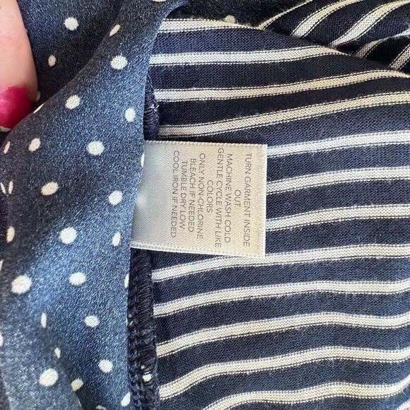 Cj Banks Womens Top Navy White Stripes Polka Dots XL Short Sleeves Plus Size 2X - Picture 9 of 10